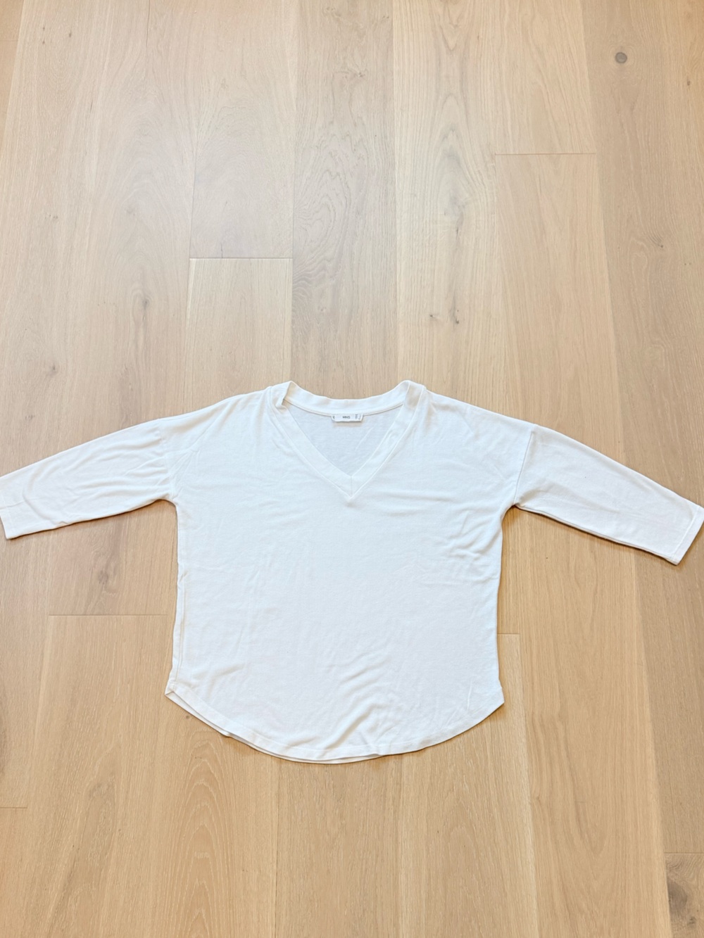 MNG by Mango White Oversized V-Neck Long Sleeve Tunic Top M
